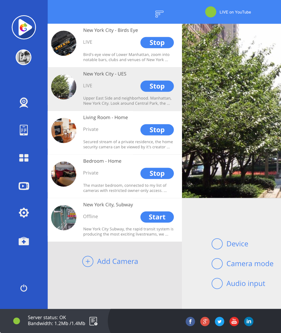Cameleon Live Streaming (dark mode)