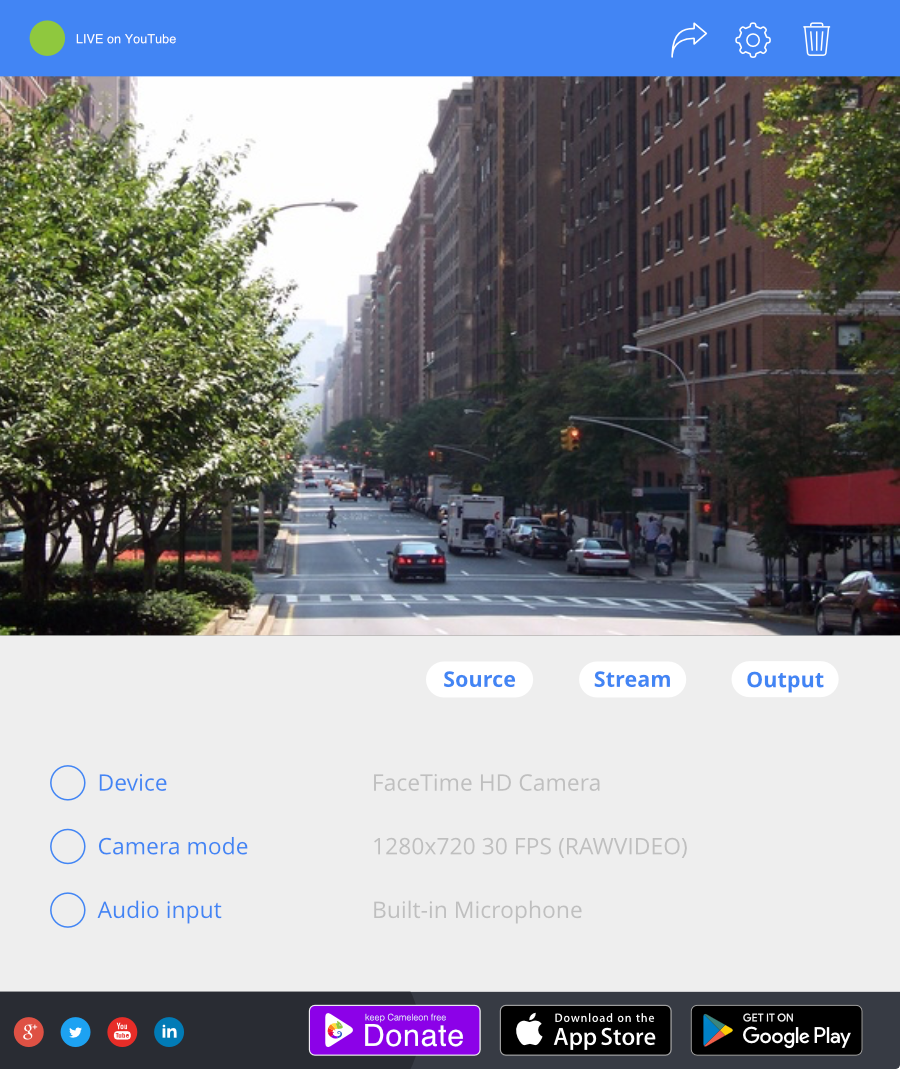 Cameleon Live Streaming (dark mode)